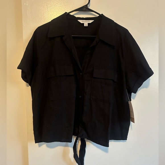 Elegant Black Linen Blouse by Caligraphe - Picture 7 of 8